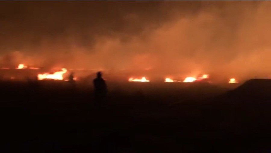 В Анапе тушат пожар в плавнях площадью 1,5 тыс. кв. метров