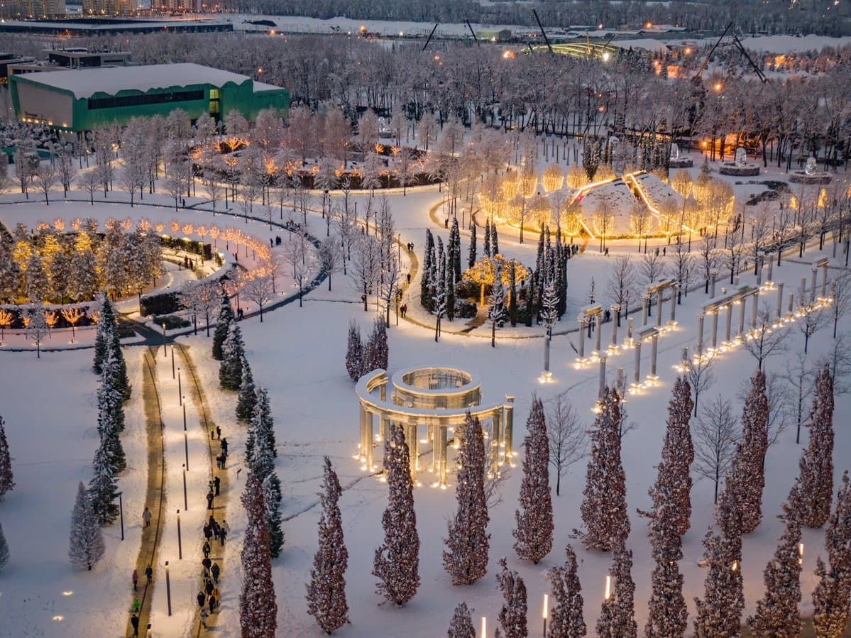 Парк Голицына в Краснодаре зимой
