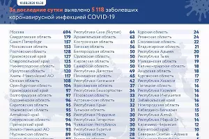 Число новых случаев заражений по регионам РФ &copy;&nbsp;Графика с сайта стопкоронавирус.рф
