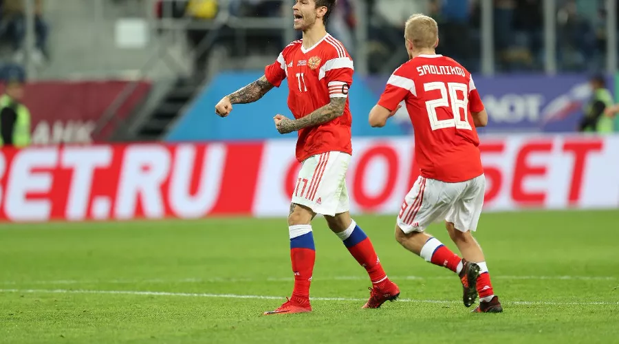 Сборная России по футболу. Федор Смолов &copy;&nbsp;Фото пресс-службы РФС