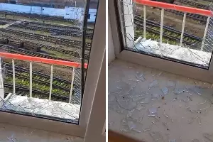 Вид из окон офиса возле ж/д станции в Кропоткине &copy;&nbsp;Скриншоты видео из телеграм-канала &laquo;Город Кропоткин&raquo; https://t.me/gorod_kropotkin/3204