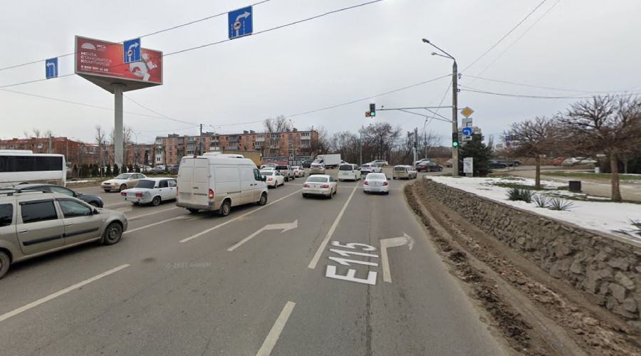 Перекресток Ростовского шоссе и Офицерской улицы в Краснодаре © Скриншот сайта Google.com/maps