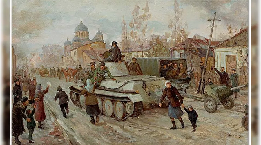 «Вступление Красных частей в Краснодар 12 февраля 1943 года», Петр Ружейников &copy;&nbsp;Фотография предоставлена пресс-службой музея