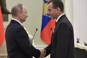 Владимир Путин и Вениамин Кондратьев &copy;&nbsp;Фото пресс-службы администрации Краснодарского края