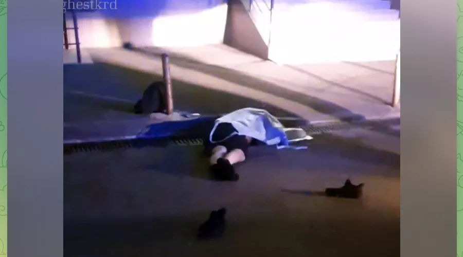 Тело 32-летнего мужчины, выпавшего вечером 8 июля с общего балкона дома на Российской, 72/1 &copy;&nbsp;Скриншот видео телеграм-канала &laquo;Жесть Краснодара и края&raquo;, t.me/ghestkrd