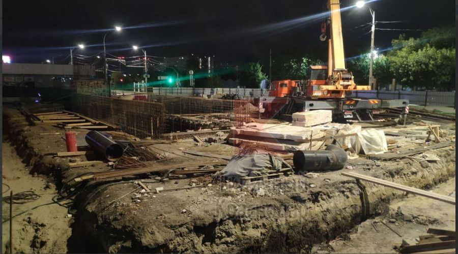 Фото со стройки подземного перехода на улице Дзержинского, 26 сентября 2025 год © Скриншот из телеграм-канала «Типичный Краснодар» https://t.me/krd_tipich_ru/88181