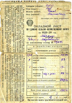 ст. Полтавская, окладной лист, 1928 г., фото с сайта «Кубанская генеалогия», http://kubangenealogy.ucoz.ru, загрузил Andro