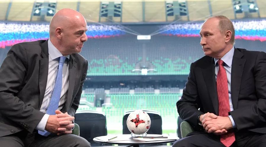 Джанни Инфантино и Владимир Путин &copy;&nbsp;Фото из аккаунта президента России в Twitter, twitter.com/KremlinRussia