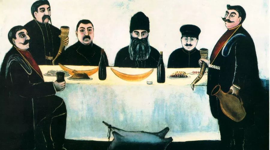 «Кутёж», Нико Пиросмани, Музей Востока, Москва &copy;&nbsp;Изображение является общественным достоянием