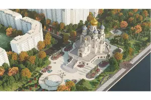 Макет храма на аллее 80-летия образования Кубани &copy;&nbsp;Скриншот изображения из телеграм-канала &laquo;Кубанская митрополия&raquo;