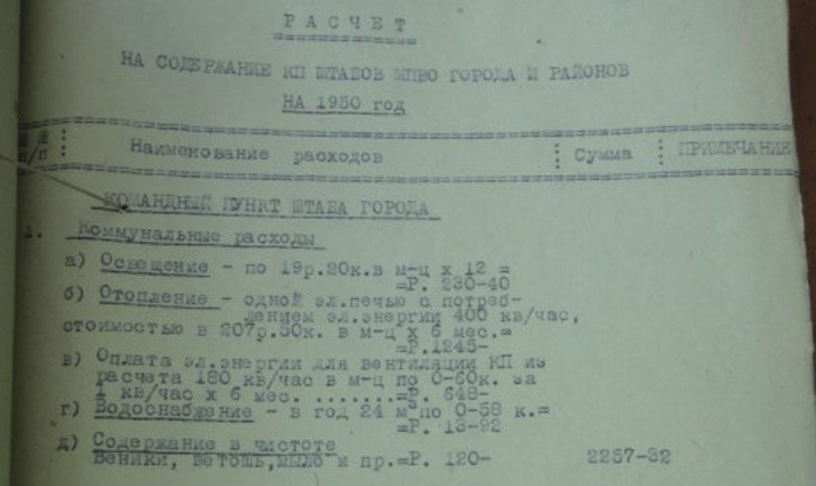 Расчет стоимости содержания бункера, 1950 год, Государственный архив Краснодарского края © Фото Дениса Федоренко