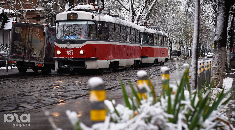 Снег в Краснодаре &copy;&nbsp;Фото Елены Синеок, Юга.ру