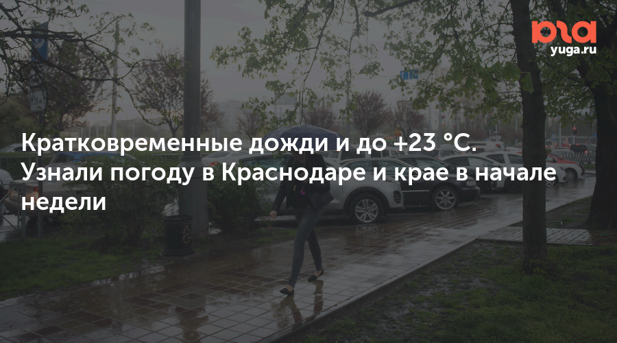 Кратковременные дожди и до +23 °С. Узнали погоду в Краснодаре и крае в начале недели