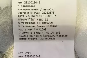 На билетах, которые выдает терминал в общественном транспорте, отображается полная сумма по тарифу, 40 рублей &copy;&nbsp;Фото Александра Гочаренко, Юга.ру
