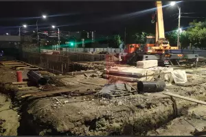 Фото со стройки подземного перехода на улице Дзержинского, 26 сентября 2025 год &copy;&nbsp;Скриншот из телеграм-канала &laquo;Типичный Краснодар&raquo; https://t.me/krd_tipich_ru/88181