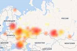 Карта жалоб пользователей на сбой сервиса Mail.ru © Скриншот страницы сайта downdetector.ru