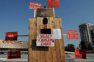 Акция «Будка одиночного пикетирования» арт-группировки ЗИП &copy;&nbsp;Фото Елены Синеок, Юга.ру