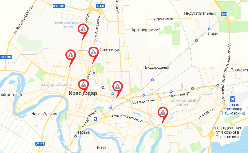  © Схема пресс-службы мэрии Краснодара на «Яндекс.Картах»