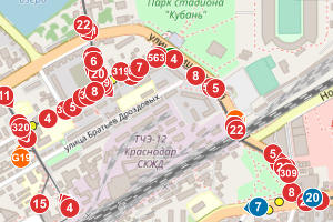  © Скриншот карты общественного транспорта в приложении «Администрация Краснодара»