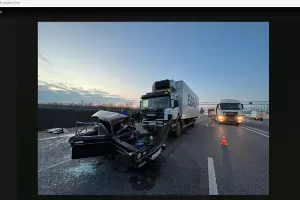 Авария на трассе «Кавказ» &copy;&nbsp;https://t.me/gibdd123region/2124
