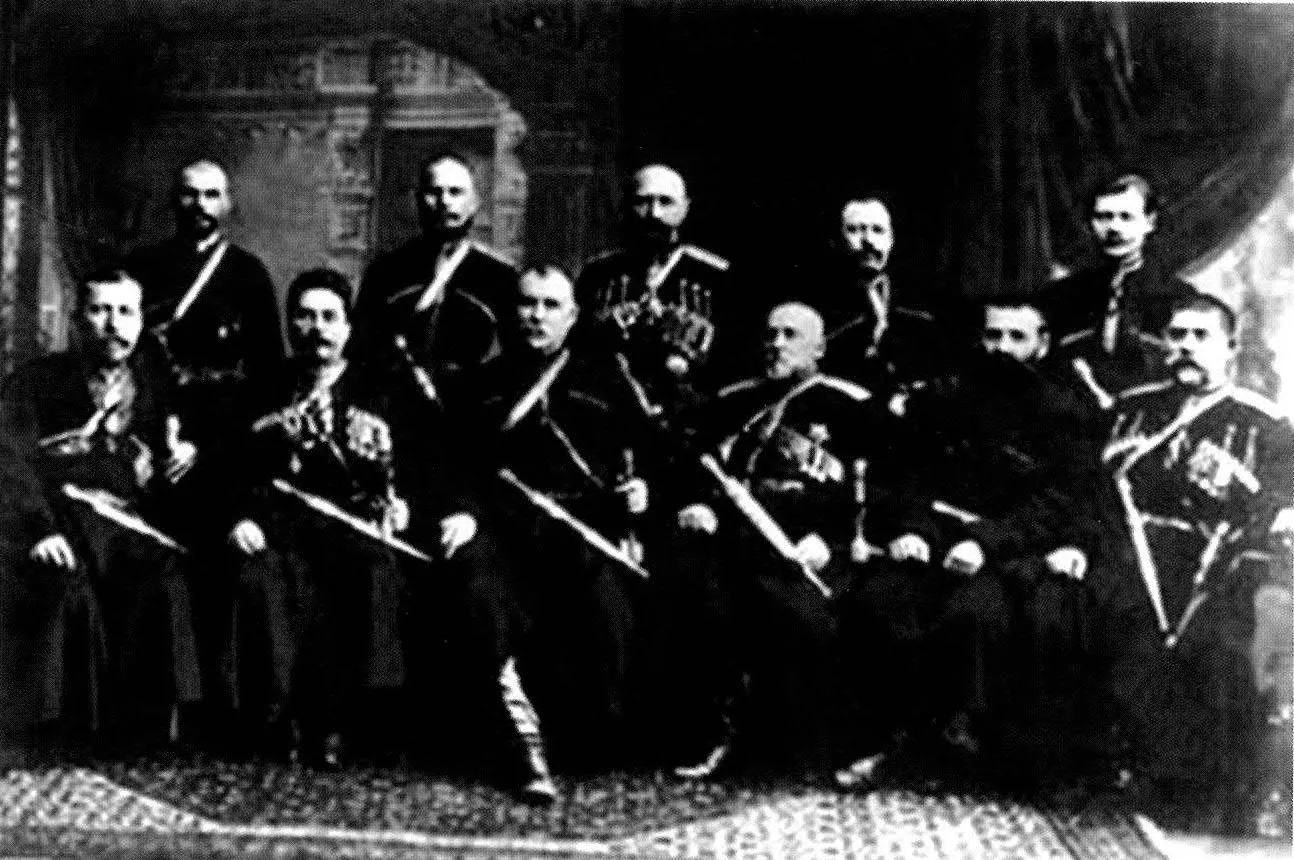 Правление Черноморско-Кавказской железной дороги. Кондрат Бардиж — второй справа. Около 1914 г. &copy;&nbsp;Фото из книги авторства сына Бардижа &laquo;Дневник кубанского казака&raquo;
