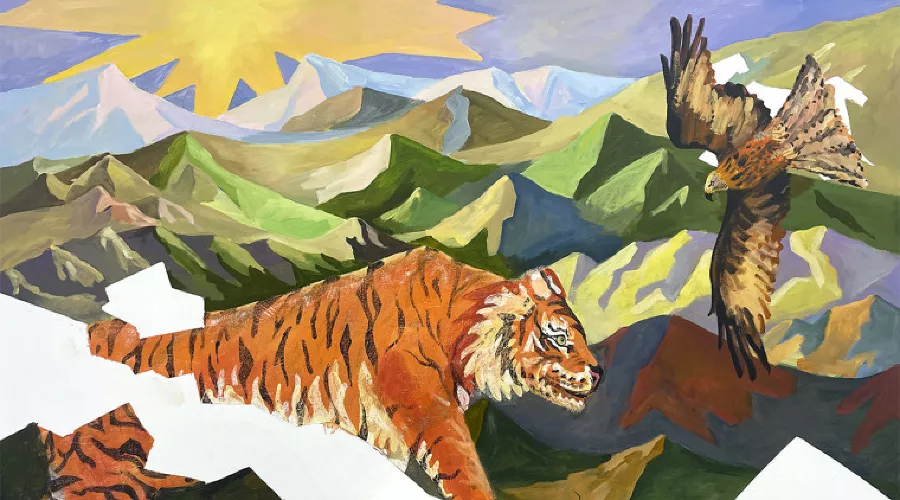 Работа «Тигр на Кавказском хребте», группировка ЗИП &copy;&nbsp;Фотография предоставлена пресс-службой КЦСИ &laquo;Типография&raquo;