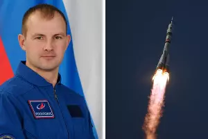 Сергей Микаев и отправление корабля «Союз МС-28» &copy;&nbsp;Коллаж из скриншотов фото из телеграм-канала Роскосмоса