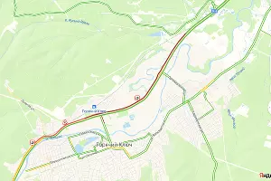 Пробка около Горячего Ключа &copy;&nbsp;Скриншот сайта &laquo;Яндекс.Карты&raquo;, yandex.ru/maps