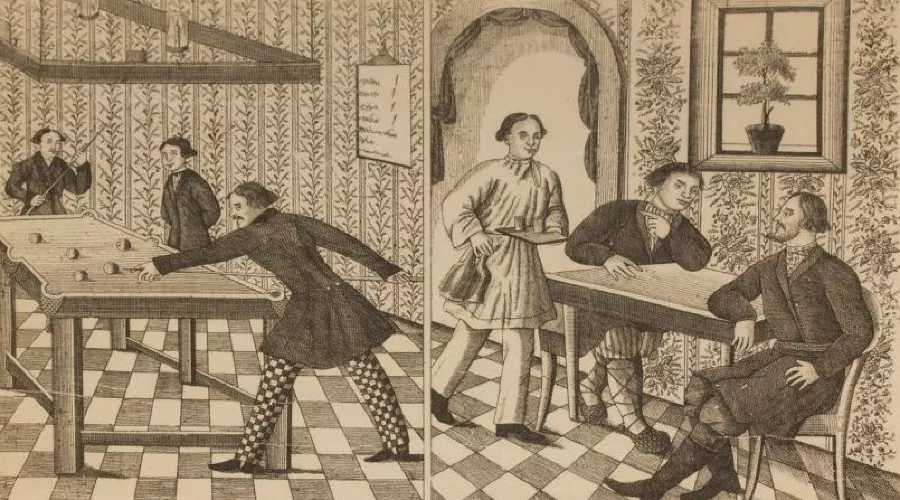 «Два крестьянина вошедши в трактир…» (1894) &copy;&nbsp;Русская народная картинка-лубок, общественное достояние