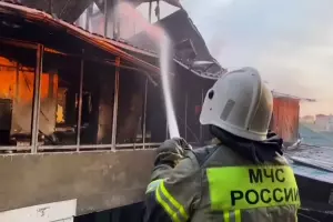 Пожар в Сочи &copy;&nbsp;скриншот видео телеграм канала &laquo;МЧС Росси по г. Сочи&raquo; https://t.me/mchs_sochi/523