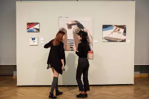 Выставка аукциона MOST, слева сверху &laquo;Бассейн&raquo;, снизу &laquo;Министр современного искусства РФ проводит первую экскурсию в музее-заповеднике Александра Дашевского на берегу Волги&raquo;, Александр Дашевский, посередине &laquo;Под солнцем&raquo;, справа Inside, Владимир Семе &copy;&nbsp;Фото Елены Синеок, Юга.ру