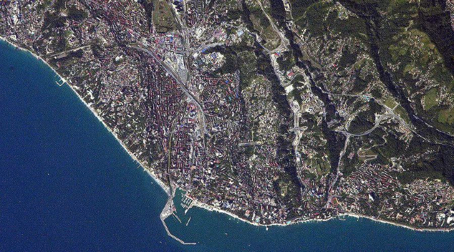 Сочи с борта МКС &copy;&nbsp;Фото из аккаунта Сергея Рязанского, instagram.com/sergeyiss