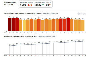 COVID-19 на Кубани. Цифры &copy;&nbsp;Скриншот страницы yandex.ru/covid19