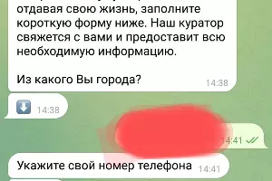  &copy;&nbsp;Скриншот чат-бота, где собеседник собирает сторонников Пригожина