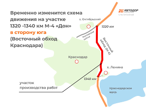 Схема движения на участке 1320-1340 км М-4 «Дон»