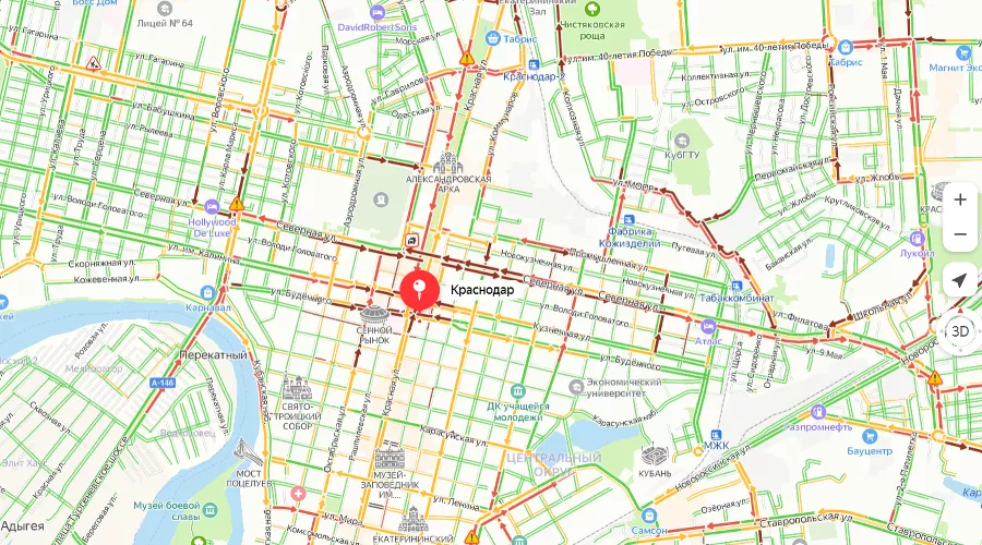  &copy;&nbsp;скриншот страницы сервиса &laquo;Яндекс.Карты&raquo;  https://yandex.ru/maps/geo/krasnodar/53166138/?l=trf%2Ctrfe&ll=38.985679%2C45.066115&z=11.81