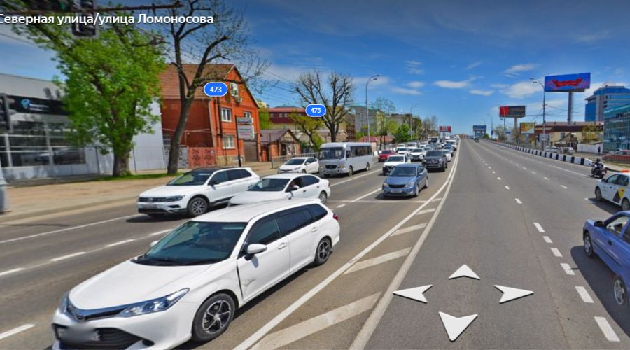 Краснодар, пересечение улиц Северной и Ломоносова © Скриншот страницы сервиса «Яндекс Карты», 2021 год