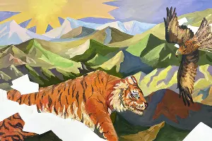 Работа «Тигр на Кавказском хребте», группировка ЗИП &copy;&nbsp;Фотография предоставлена пресс-службой КЦСИ &laquo;Типография&raquo;