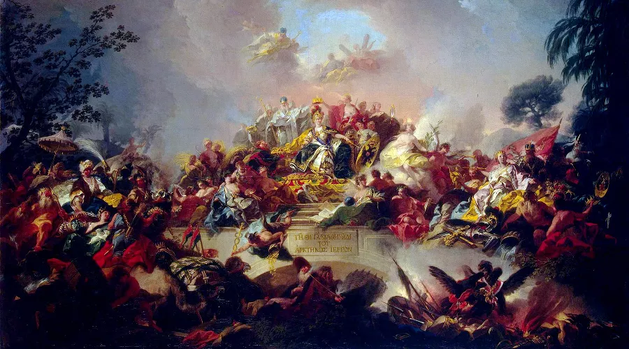 «Апофеоз царствования Екатерины II», художник Г. Гульельми, 1767 год, Эрмитаж &copy;&nbsp;Изображение находится в общественном достоянии