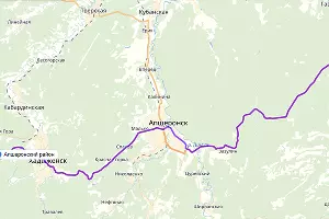 Апшеронск — Хадыженск &copy;&nbsp;Графика &laquo;Яндекс.Карты&raquo;