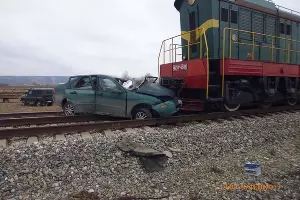 ДТП на переезде 66 км перегона Шедок – Мостовская &copy;&nbsp;Фото пресс-службы СКЖД