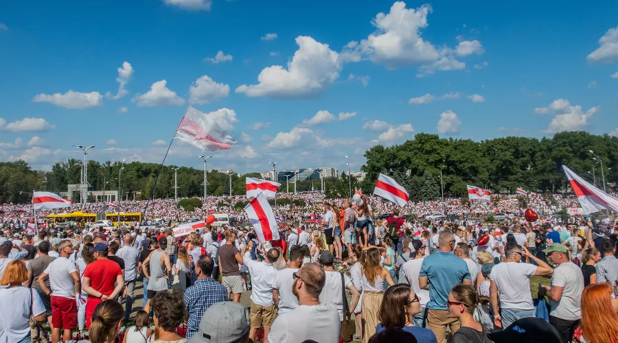 Протестный митинг против Лукашенко 16 августа 2020 года. Минск, Беларусь &copy;&nbsp;Фото Homoatrox, wkipedia.org