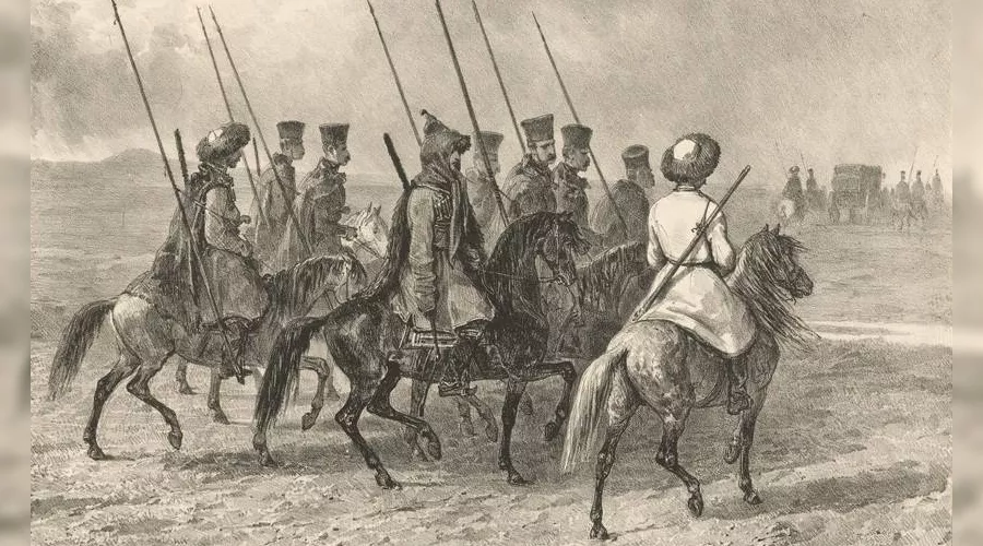 Рисунок Огюста Раффе «Казачий патруль на Кубани» (1853) &copy;&nbsp;Общественное достояние, commons.wikimedia.org