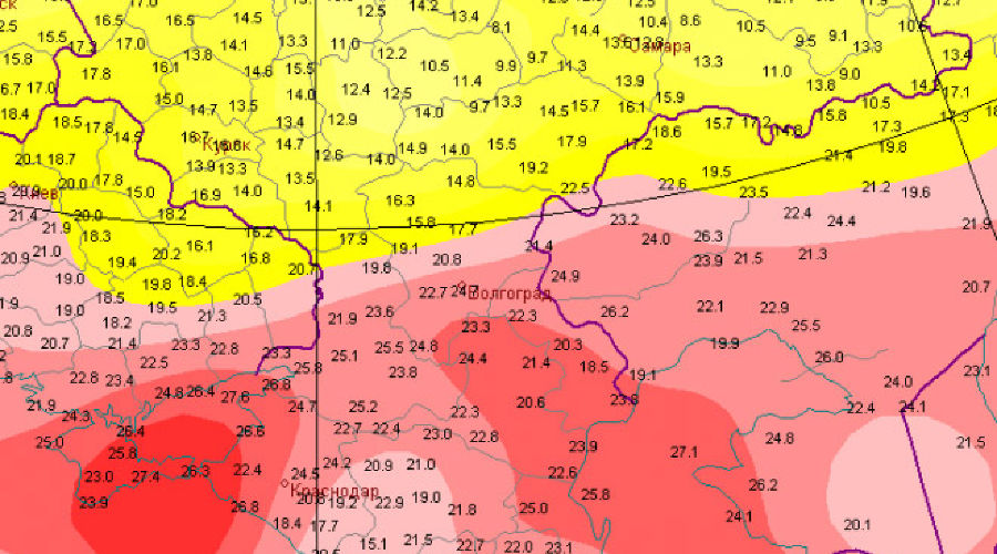 Минимальная температура 7 августа © Изображение с сайта Гисметео, gismeteo.ru