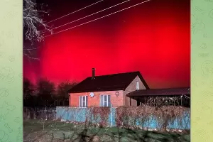 Северное сияние над Горячим Ключом &copy;&nbsp;Скриншот публикации в телеграм-канале &laquo;Туподар&raquo;, T.me/typodar