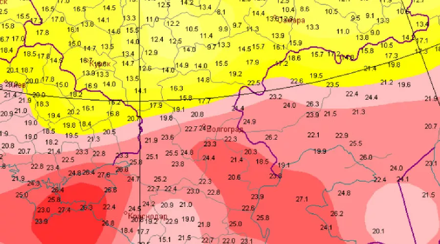 Минимальная температура 7 августа &copy;&nbsp;Изображение с сайта Гисметео, gismeteo.ru