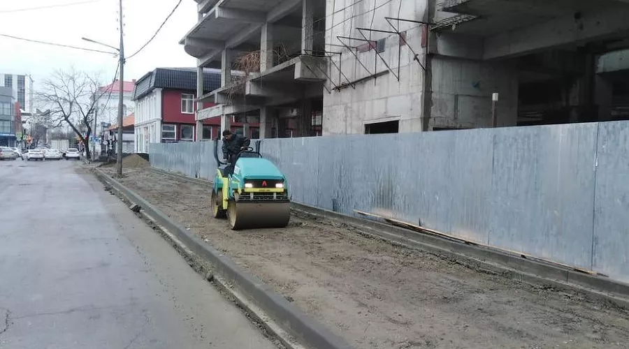 Ремонт на улице Карасунской в Краснодаре &copy;&nbsp;Фото пресс-службы администрации Краснодара
