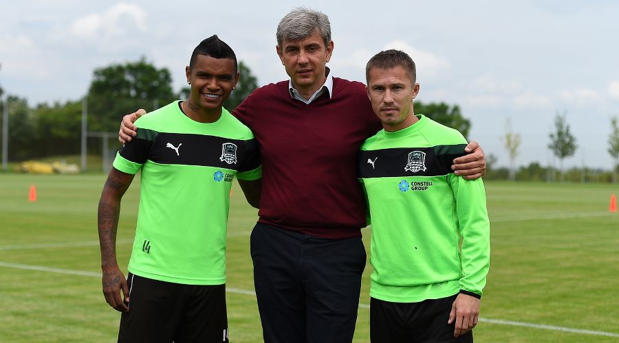 Франсишку Вандерсон, Сергей Галицкий и Виталий Калешин © Фото с официального сайта ФК «Краснодар», fckrasnodar.ru