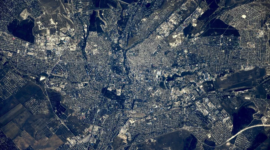 Симферополь с борта МКС &copy;&nbsp;Фото из аккаунта Сергея Рязанского, twitter.com/SergeyISS