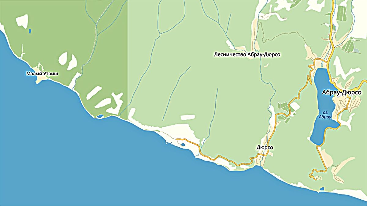 Пляжи Дюрсо и Утриша © Графика сервиса «Яндекс.Карты»